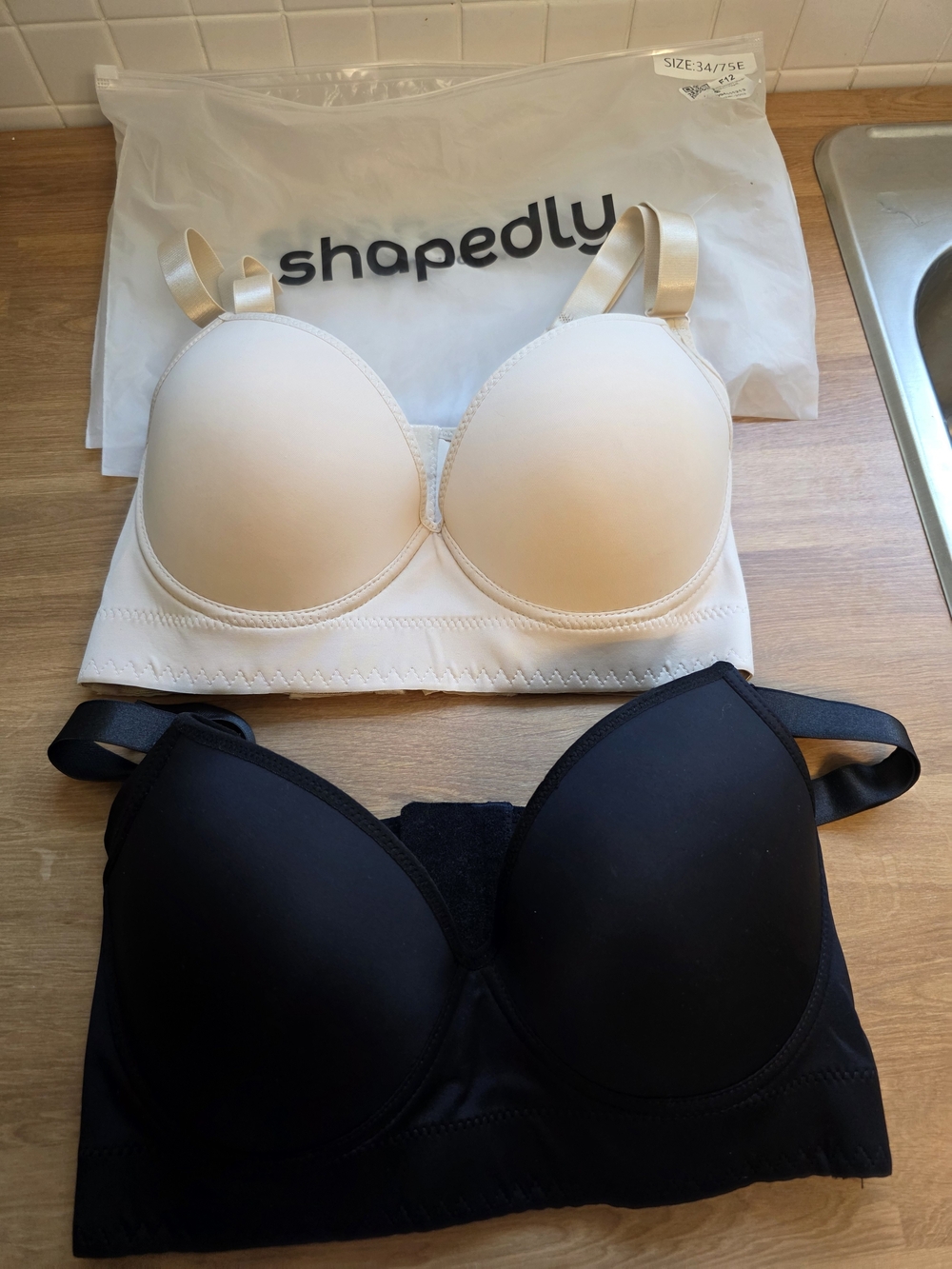 Back Smoothing, Push Up T-Shirt Bras in Cream and Black